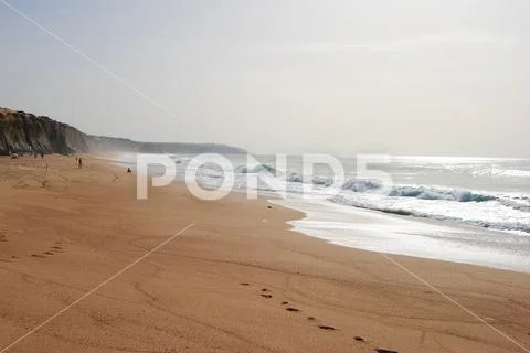 Praia do Meco beach in Portugal. Stock Photos