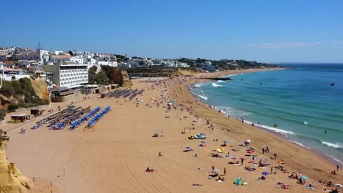 Praia do Peneco Beach, Albufeira -  Algarve, Portugal Stock Footage 148929802