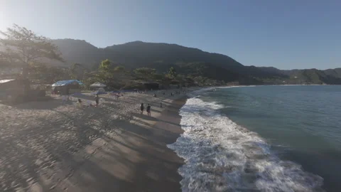 Praia do Rancho to Praia do Cepilho, Paraty, Brazil - drone FPV 4K 60fps P Video stock 317175233