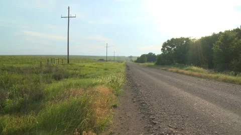 Prairie back road at sunset Stock Footage 137606265