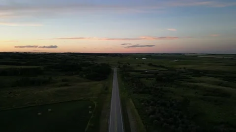 Prairie end of road sunset raisedown Stock Footage 219596606