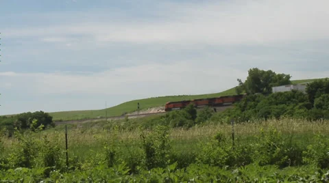 Prairie freight train Stock Footage 34624336