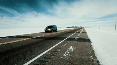 Prairie Highway In Winter Video stock 41417644