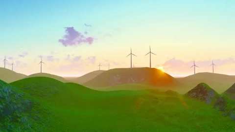 Prairie mountain wind power time-lapse photography Stock Footage 252738100
