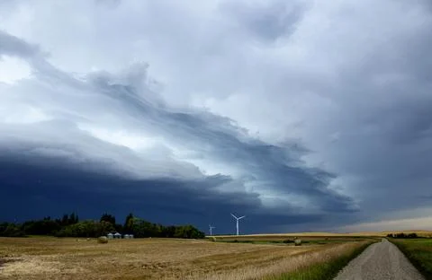 Prairie Storm Clouds Canada Stockfoto's