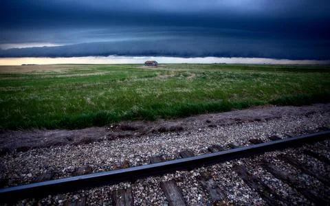 Prairie Storm Clouds Canada Stock Photos