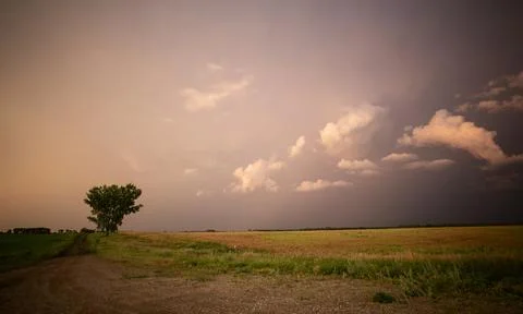 Prairie Storm Clouds Sunset Stock Photos