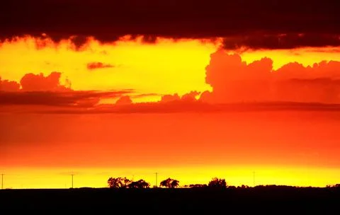 Prairie Storm Clouds Sunset Stock Photos