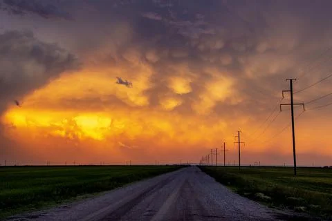 Prairie Storm Clouds Sunset Stock Photos
