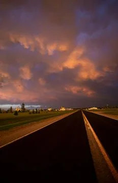 Prairie Storm Clouds Sunset Stock Photos