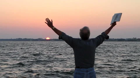 Praise With Bible Sunset Stock Footage 2866433