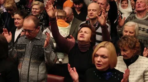 Praises crowd Stock Footage