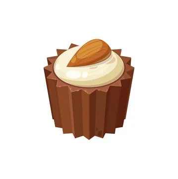 Praline chocolate candy with almond nut isolated Stock Illustration
