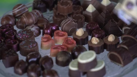 Pralines on a plate Stock Footage 75864792