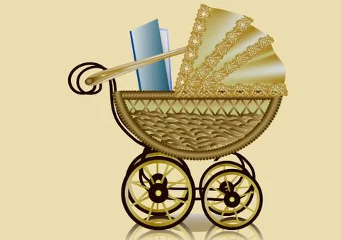 Pram and book Stock Illustration