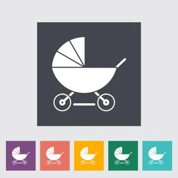 Pram flat icon Stock Illustration