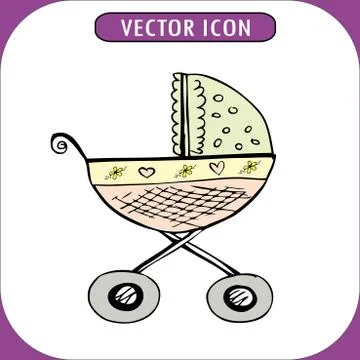 Pram. Hand drawn icon. Stock Illustration