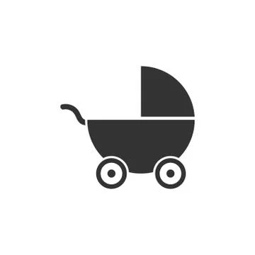 Pram icon flat Stock Illustration