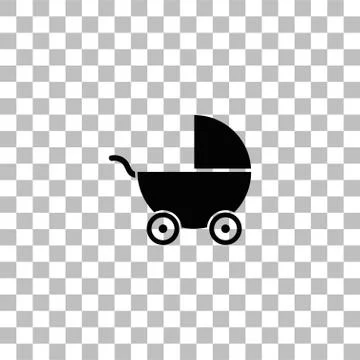 Pram icon flat Stock Illustration