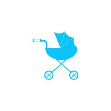 Pram icon flat. Stock Illustration