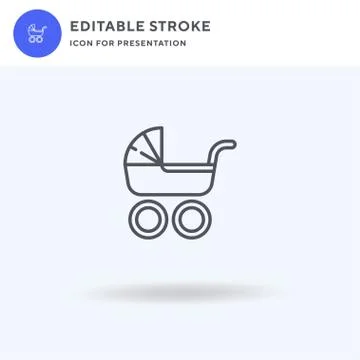 Pram icon vector, filled flat sign, solid pictogram isolated on white, logo Stock Illustration