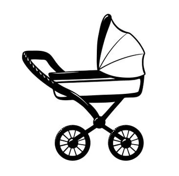 Pram icon Vector Illustration on the white background. Stock Illustration
