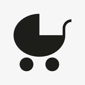 Pram vector icon. Simple baby pram symbol Illustrazione stock