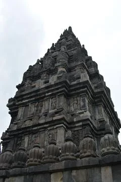 Prambanan Side Temple Low Angle Detail Yogyakarta Indonesia February 21 2026 Stock Photos