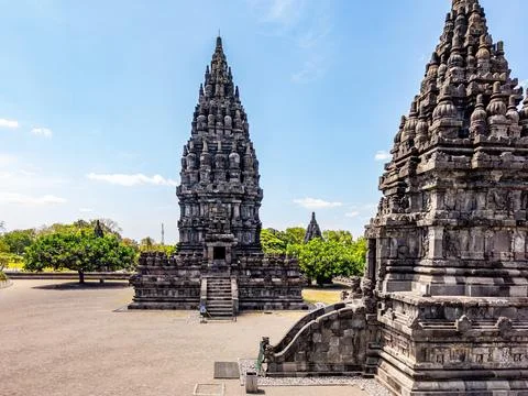 Prambanan temple complex historical architecture in Sleman, Indonesia Stock Photos