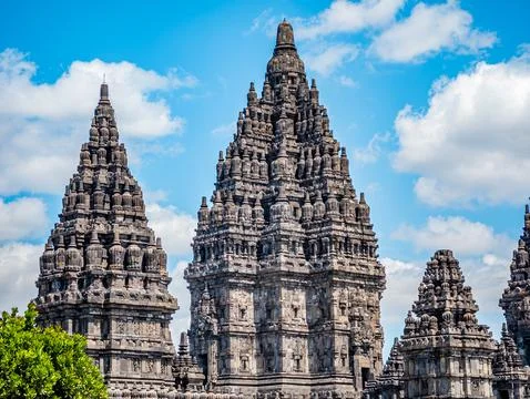 Prambanan temple complex showcasing ancient Hindu architecture in Indonesia Stock Photos