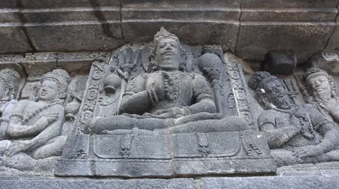 Prambanan temple facade on the island of Java Stock Footage 49961332