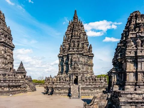 Prambanan temple main structure standing majestically on Java island Stockfoto's