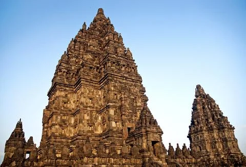 Prambanan temple near yogyakarta in java indonesia Stockfoto's