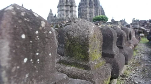 Prambanan temple ruins on the island of Java Vídeo Stock 49960509