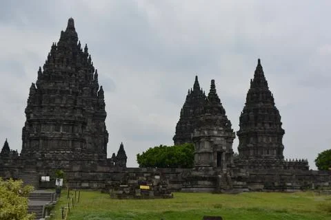 Prambanan Temple Side Cluster Cloudy Sky Yogyakarta Indonesia February 21 202 Stock Photos