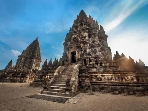 Prambanan Temple at Sunset, Central Java, Indonesia Foto stock