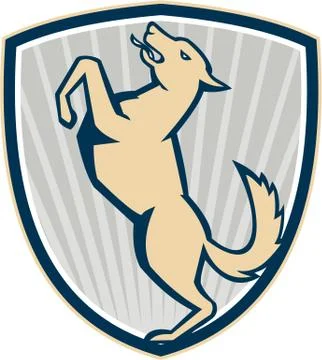 Prancing dog side shield . Stock-Illustration