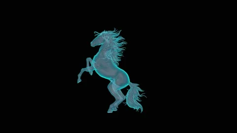 Prancing Horse Holograph turntable render Stock Footage 171182107