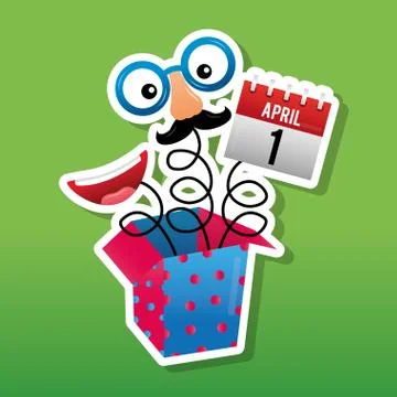 Prank comic box with mask calendar and mouth Illustrazione stock