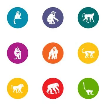 Prankster icons set, flat style Stock Illustration