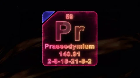Praseodymium element in periodic table Video stock 160893727