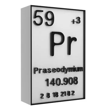 Praseodymium,Phosphorus on the periodic table of the elements on white blac.. イラスト素材