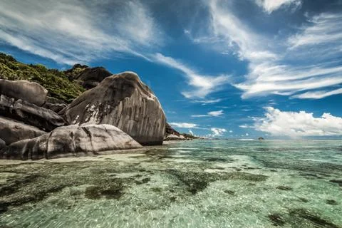 Praslin beach Seychelles Stock Photos