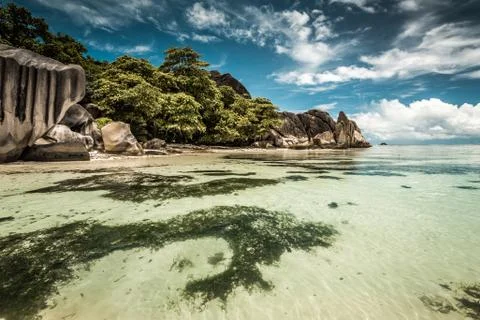 Praslin beach Seychelles Stock Photos