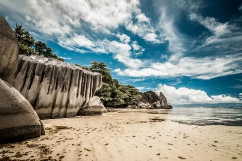 Praslin beach Seychelles Stock Photos