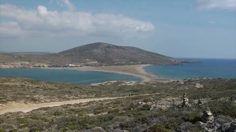 Prasonisi Beach connecting two seas. Greece. Stock Footage 32326746