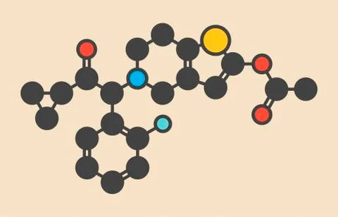 Prasugrel platelet inhibitor molecule Stock Illustration