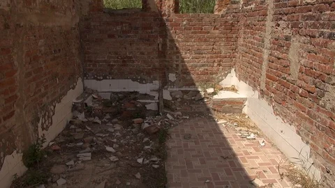 Prat cuartel barracks abandoned ruins bathroom Stock Footage 107186069