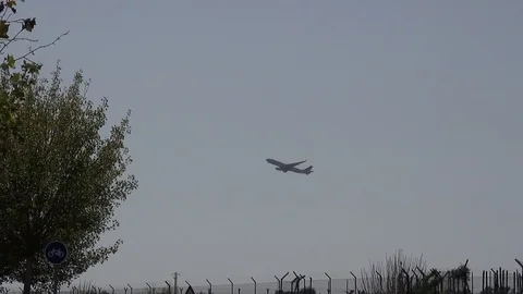 Prat plane jet trees zoom Stock Footage 107186312