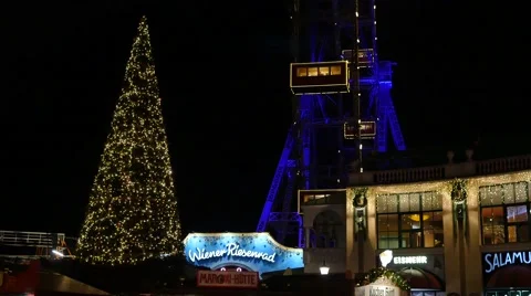 Prater wheel at night - Christmas,  Wiener Riesenrad ,Vienna Stock Footage 59011370